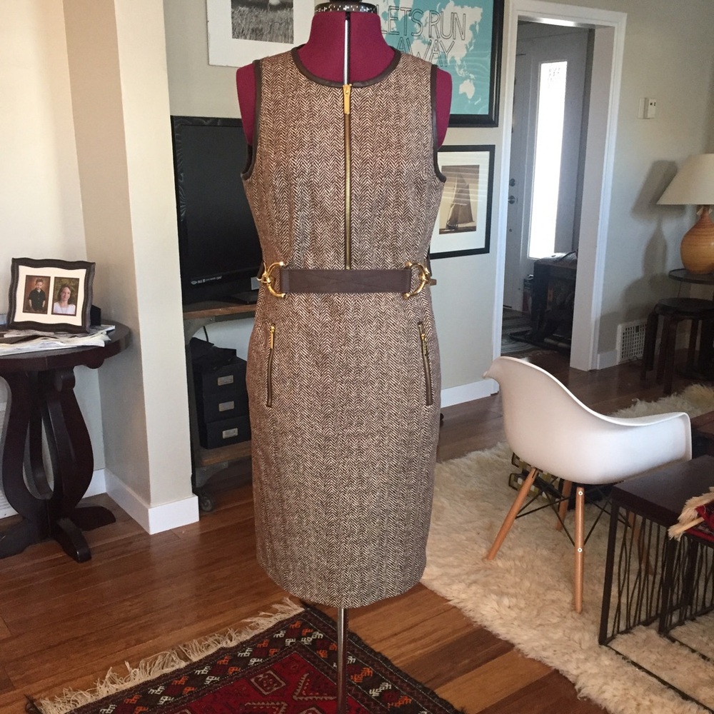 Sleeveless tweed pattern Michael Kors dress